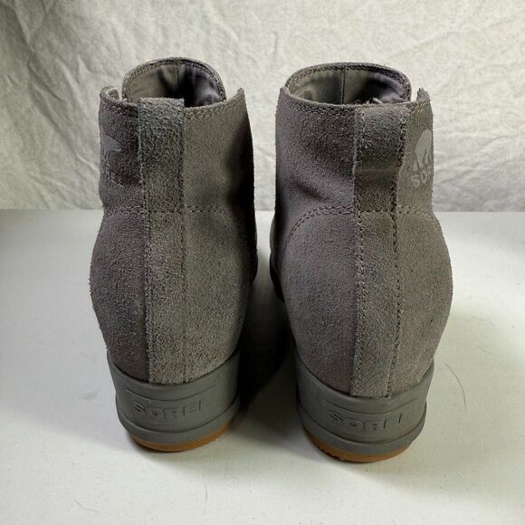 Sorel Evie Chelsea Boot Gray Leather Hidden Wedge Shoe NL3816 053 Wm Size 10.5 - Picture 8 of 9